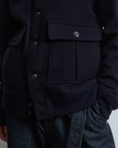 Valstarino jacket in virgin wool felt, lined. Blue - Navy