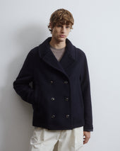 Harold peacoat in virgin wool felt, lined. Blue - Navy