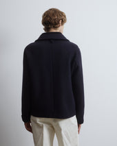 Harold peacoat in virgin wool felt, lined. Blue - Navy