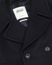Harold peacoat in virgin wool felt, lined. Blue - Navy