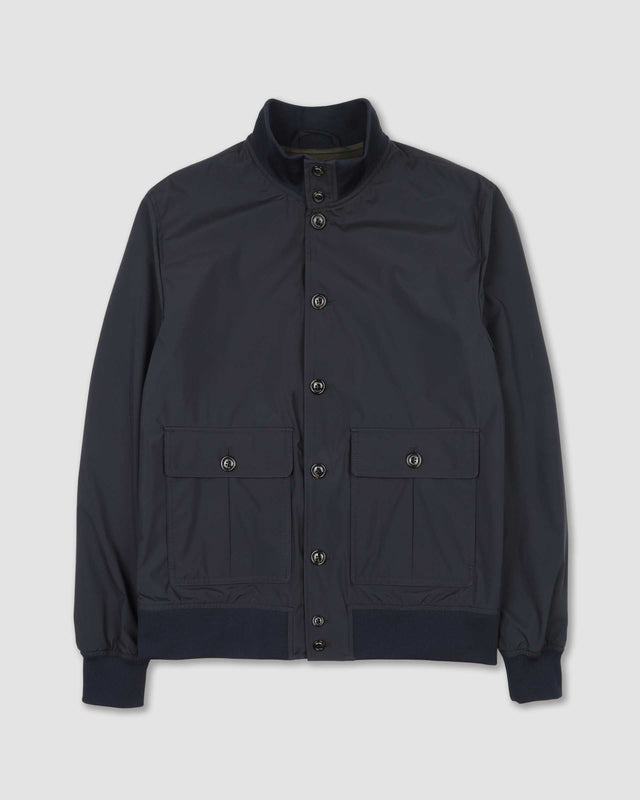 Packable Valstarino jacket in water-proof technical microfiber fabric - Navy