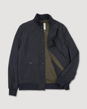Packable Valstarino jacket in water-proof technical microfiber fabric - Navy