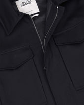 Gus overshirt in water repellent worsted wirgin wool fabric, lined. Blue - Navy