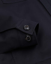 Gus overshirt in water repellent worsted wirgin wool fabric, lined. Blue - Navy