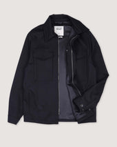 Gus overshirt in water repellent worsted wirgin wool fabric, lined. Blue - Navy