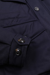 Down padded field jacket in a 2 two layer virgin wool flannel fabric, Blue - Navy