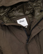 Down padded hooded jacket in a water repellent cotton blend fabric. Green - Testuggine