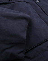 Down padded hooded jacket in a water repellent cotton blend fabric. Blue - Navy