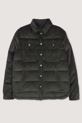 Matt Goose Down Padded Overshirt In Cotton Corduroy Green Frantoio