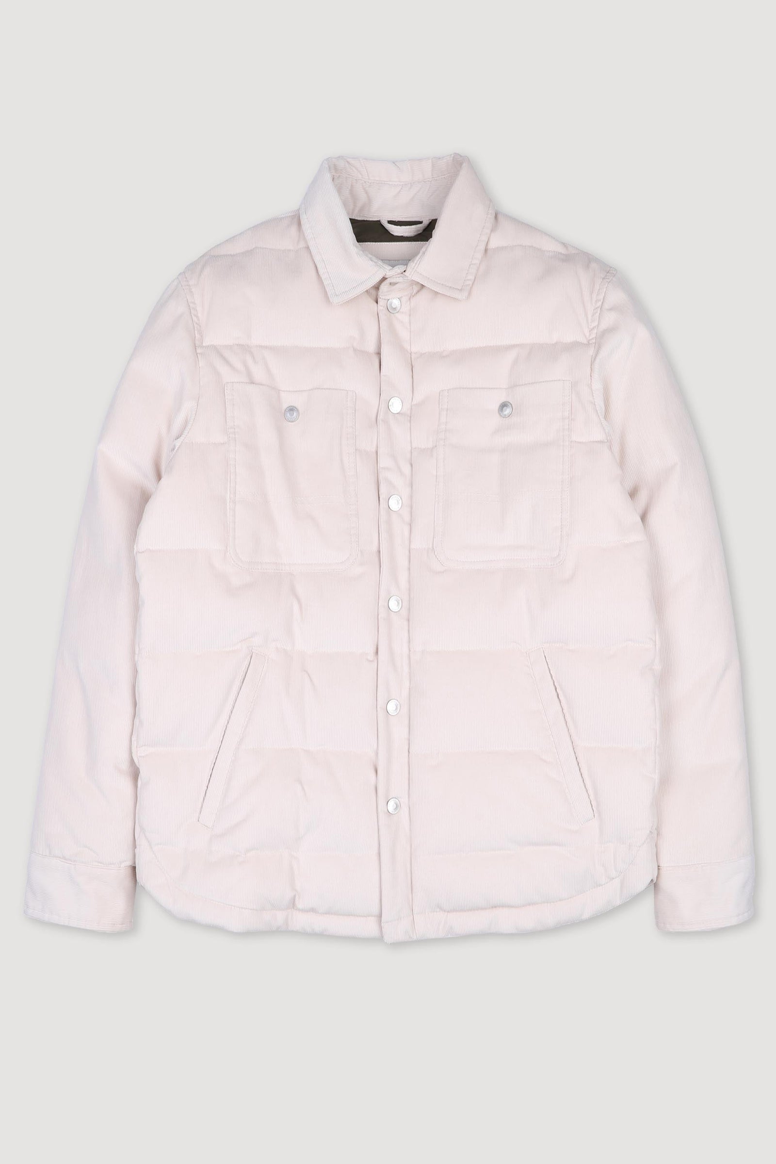 Matt Goose Down Padded Overshirt In Cotton Corduroy Dust