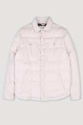 Matt goose down padded overshirt in cotton corduroy. White - Dust
