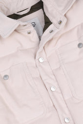 Matt goose down padded overshirt in cotton corduroy. White - Dust