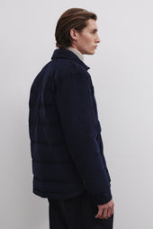 Matt goose down padded overshirt in cotton corduroy. Blue - Navy
