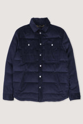 Matt goose down padded overshirt in cotton corduroy. Blue - Navy