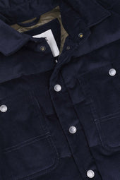 Matt goose down padded overshirt in cotton corduroy. Blue - Navy