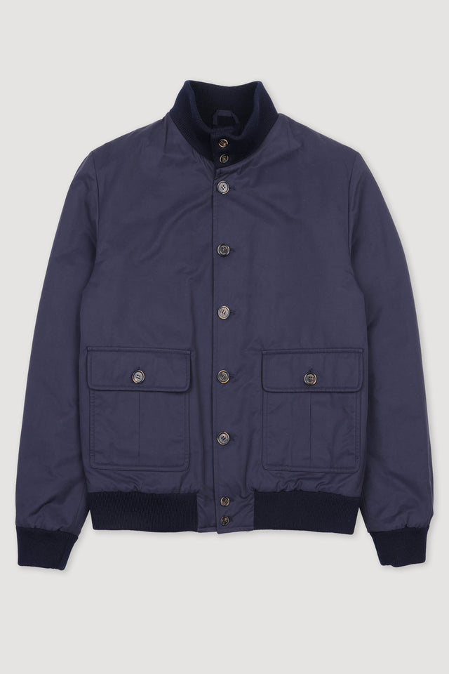 Padded Valstarino jacket in water repellent cotton blend fabric. Blue - Navy