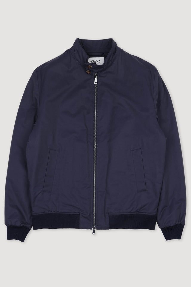 Padded zip jacket in a water repellent cotton-nylon blend fabric. Blue - Navy