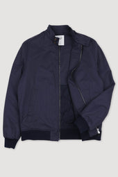 Padded zip jacket in a water repellent cotton-nylon blend fabric. Blue - Navy
