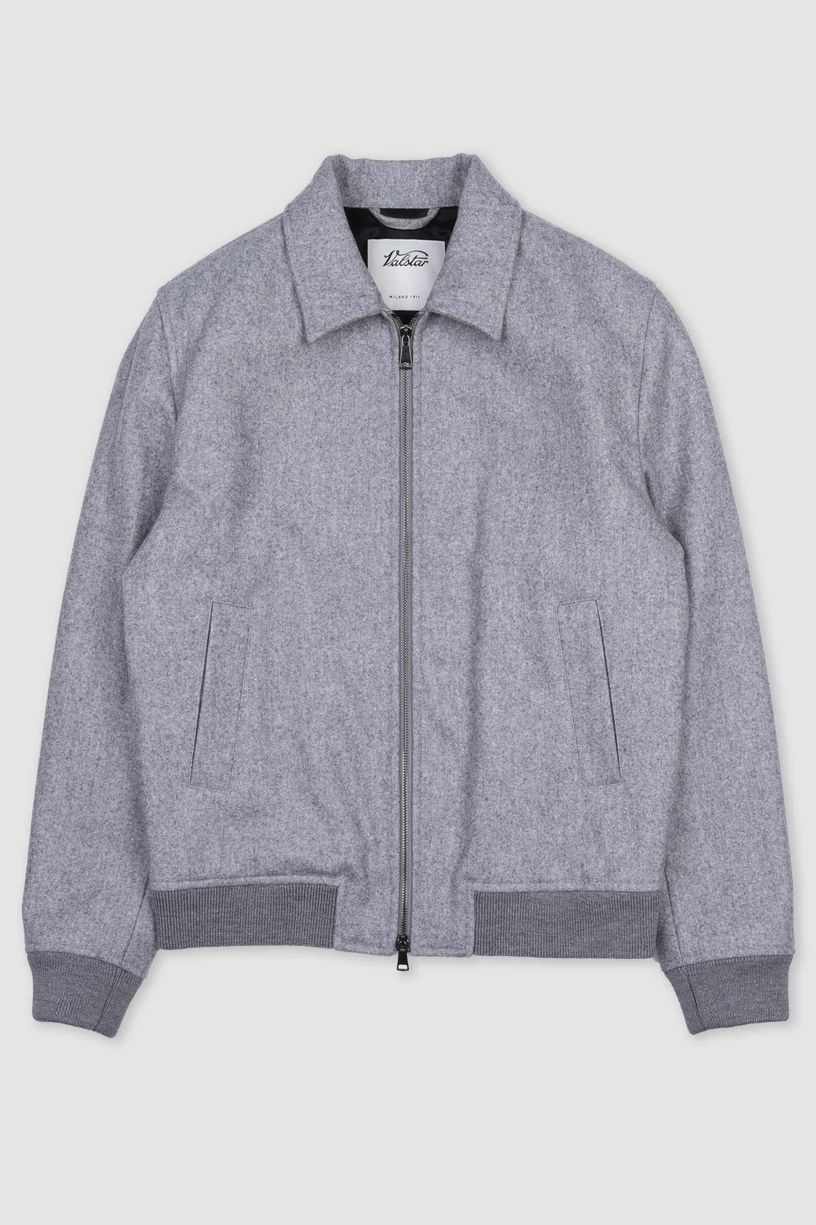Lined Blouson Jacket In A Water Repellent Virgin Wool Fabric Fog Melange