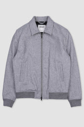 Lined blouson jacket in a water repellent virgin wool fabric. Grey - Fog melange