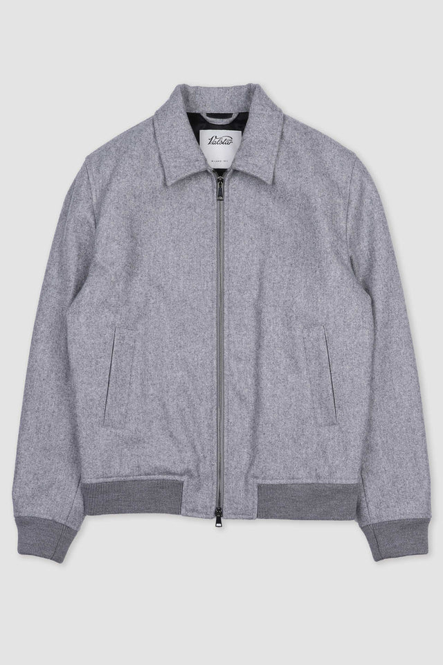 Lined blouson jacket in a water repellent virgin wool fabric. Grey - Fog melange