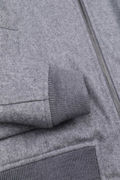 Lined blouson jacket in a water repellent virgin wool fabric. Grey - Fog melange