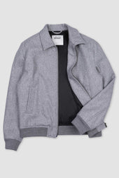 Lined blouson jacket in a water repellent virgin wool fabric. Grey - Fog melange