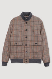 Padded Valstarino jacket in Prince of Wales lambswool fabric. Beige - Cammello
