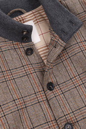 Padded Valstarino jacket in Prince of Wales lambswool fabric. Beige - Cammello