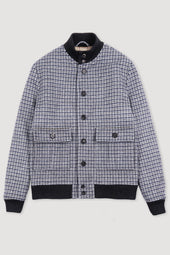 Lined Valstarino jacket in houndstooth virgin wool fabric. Multicolor - Milk/grey/black