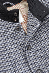 Lined Valstarino jacket in houndstooth virgin wool fabric. Multicolor - Milk/grey/black
