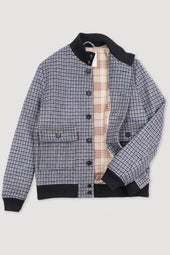 Lined Valstarino jacket in houndstooth virgin wool fabric. Multicolor - Milk/grey/black