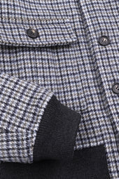 Lined Valstarino jacket in houndstooth virgin wool fabric. Multicolor - Milk/grey/black