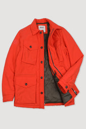 Padded field jacket crafted from a water-repellent nylon–cotton blend fabric. Orange - Orange juice