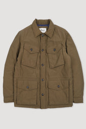 Padded field jacket crafted from a water-repellent nylon–cotton blend fabric. Green - Ficus
