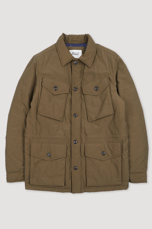 Padded field jacket crafted from a water-repellent nylon–cotton blend fabric. Green - Ficus