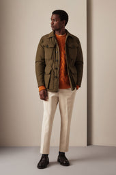 Padded field jacket crafted from a water-repellent nylon–cotton blend fabric. Green - Ficus