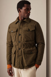Padded field jacket crafted from a water-repellent nylon–cotton blend fabric. Green - Ficus