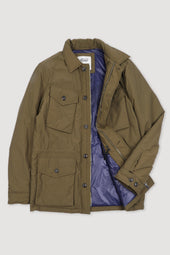 Padded field jacket crafted from a water-repellent nylon–cotton blend fabric. Green - Ficus