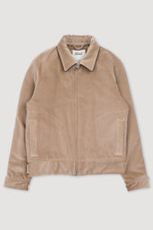 Padded zip jacket in stretch cotton corduroy. Beige - Sable