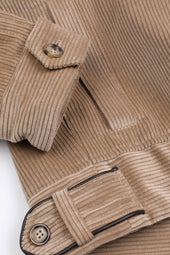 Padded zip jacket in stretch cotton corduroy. Beige - Sable