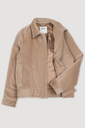 Padded zip jacket in stretch cotton corduroy. Beige - Sable
