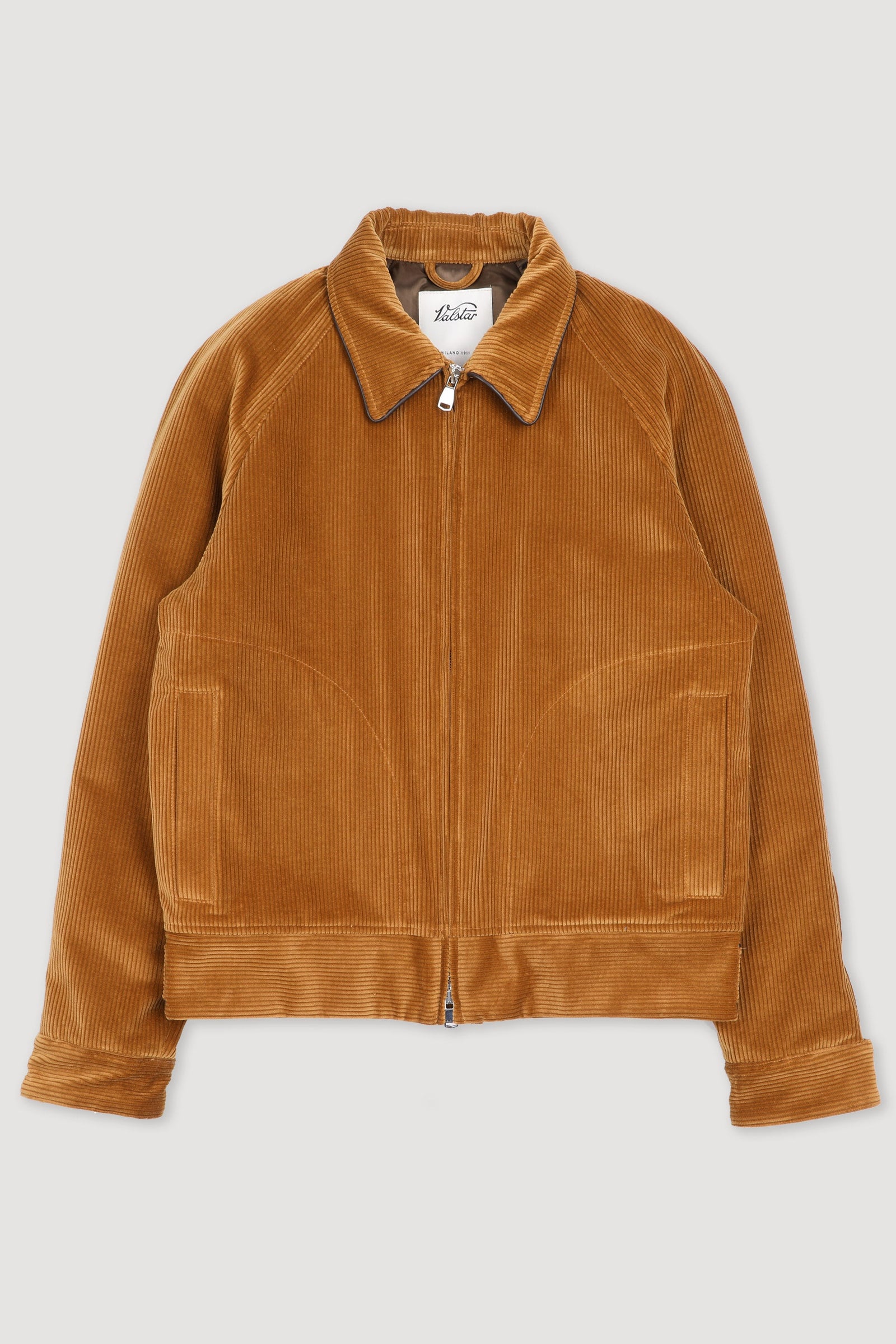 Padded Zip Jacket In Stretch Cotton Corduroy Ocher