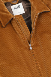 Padded zip jacket in stretch cotton corduroy. Orange - Ocher