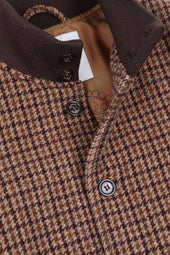 Lined Valstarino jacket in houndstooth virgin wool fabric. Brown - Honey/Bordeaux/Brown