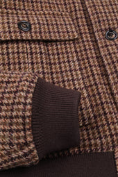 Lined Valstarino jacket in houndstooth virgin wool fabric. Brown - Honey/Bordeaux/Brown