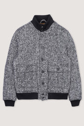 Padded Valstarino jacket in herringbone virgin wool fabric. Grey - Black/White/Grey mel