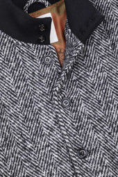 Padded Valstarino jacket in herringbone virgin wool fabric. Grey - Black/White/Grey mel