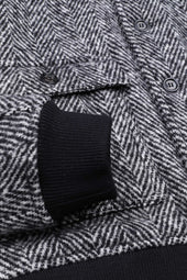 Padded Valstarino jacket in herringbone virgin wool fabric. Grey - Black/White/Grey mel