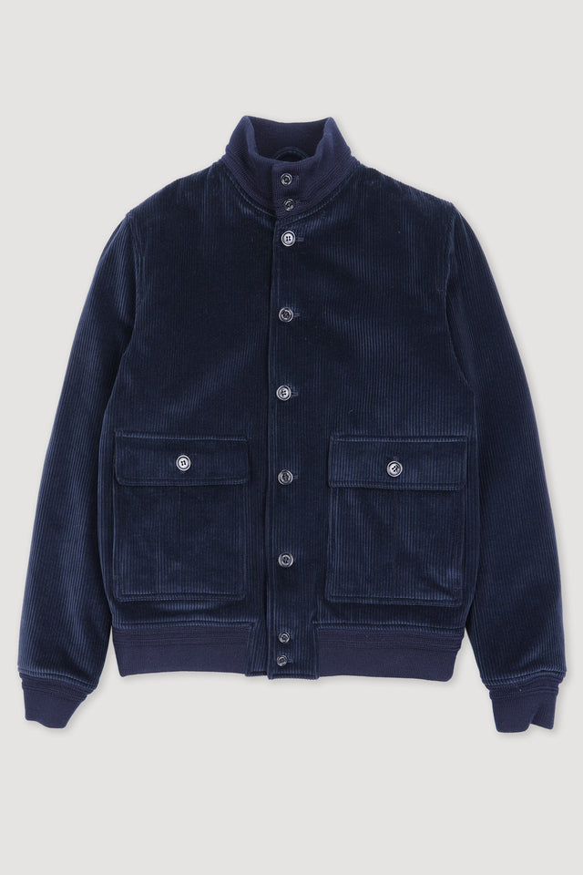 Valstarino jacket in cotton corduroy with light padding. Blue - Navy